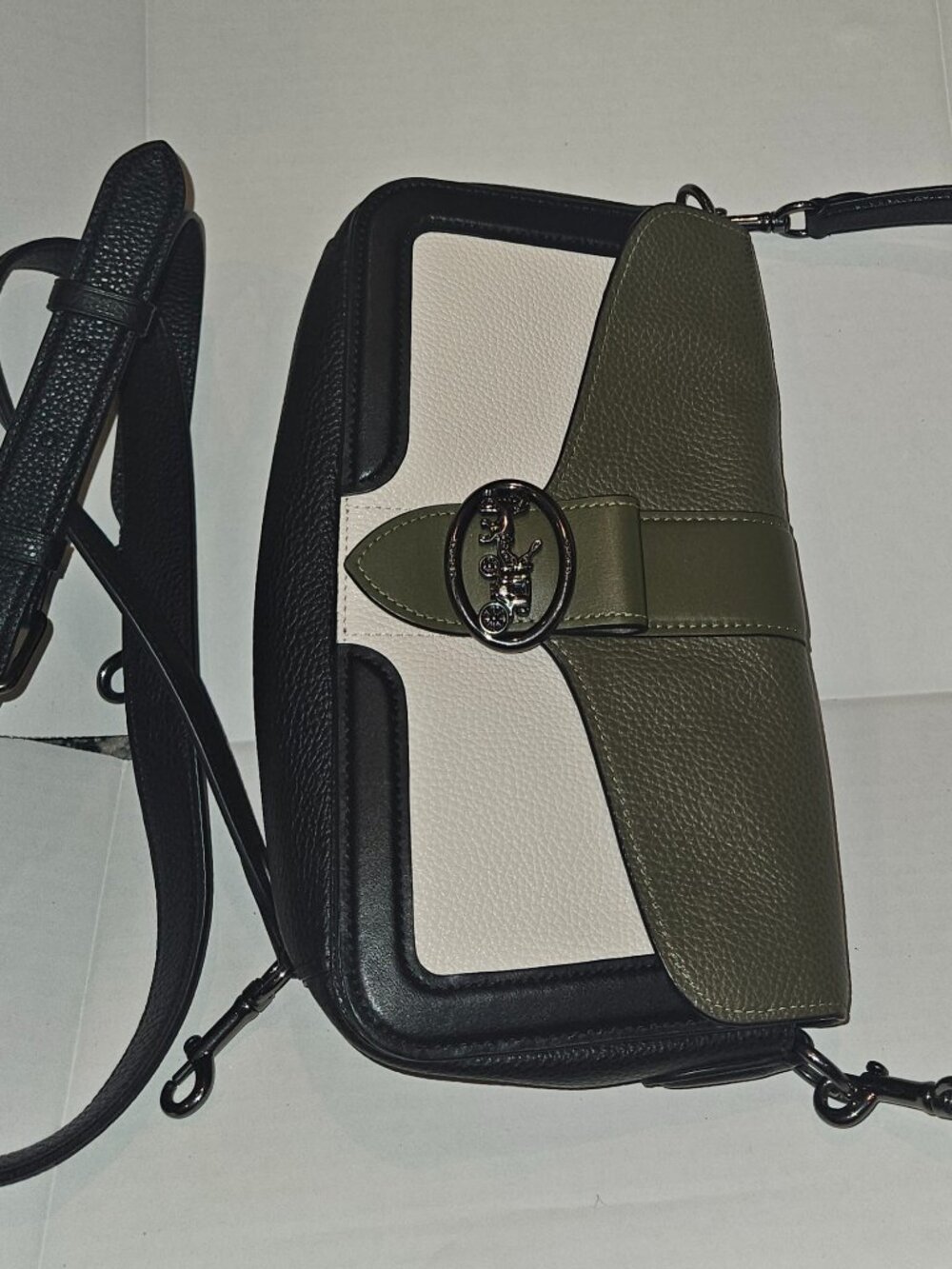 Coach Taby purse in black, green, and white